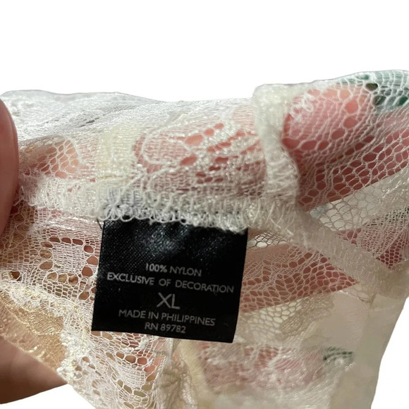Josie Natori Chantilly Bordered Lace Chemise Lingerie White Size XL - Picture 8 of 12